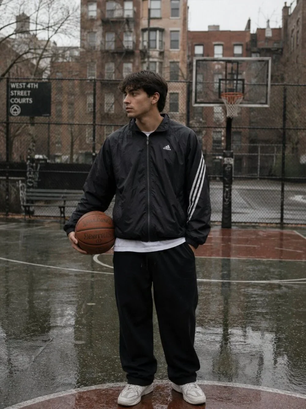 adidas Vintage Y2K Full-Zip Mesh Lined Black Windbreaker Size L